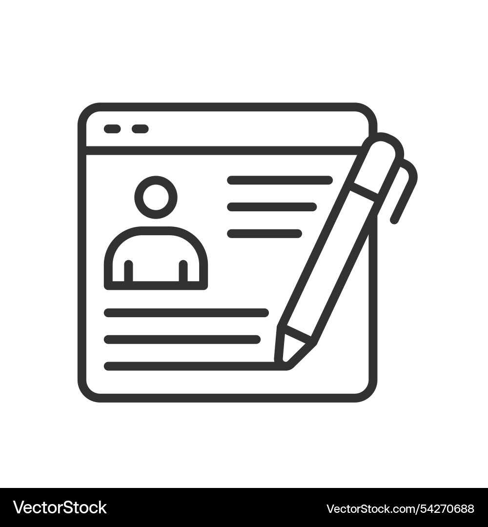 Personal data account edit icon in line design vector image