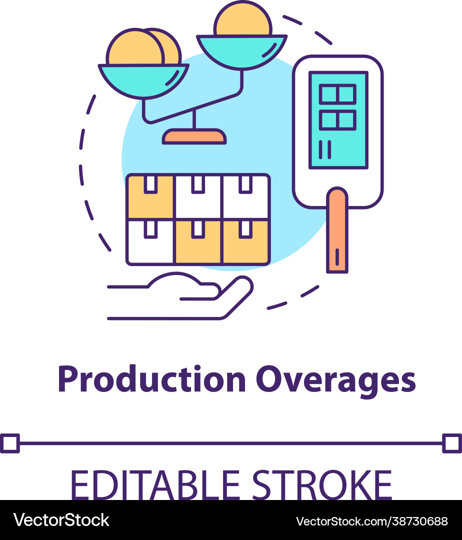 Production overages and usage limits concept icon Production overages and usage limits concept icon Vector Image