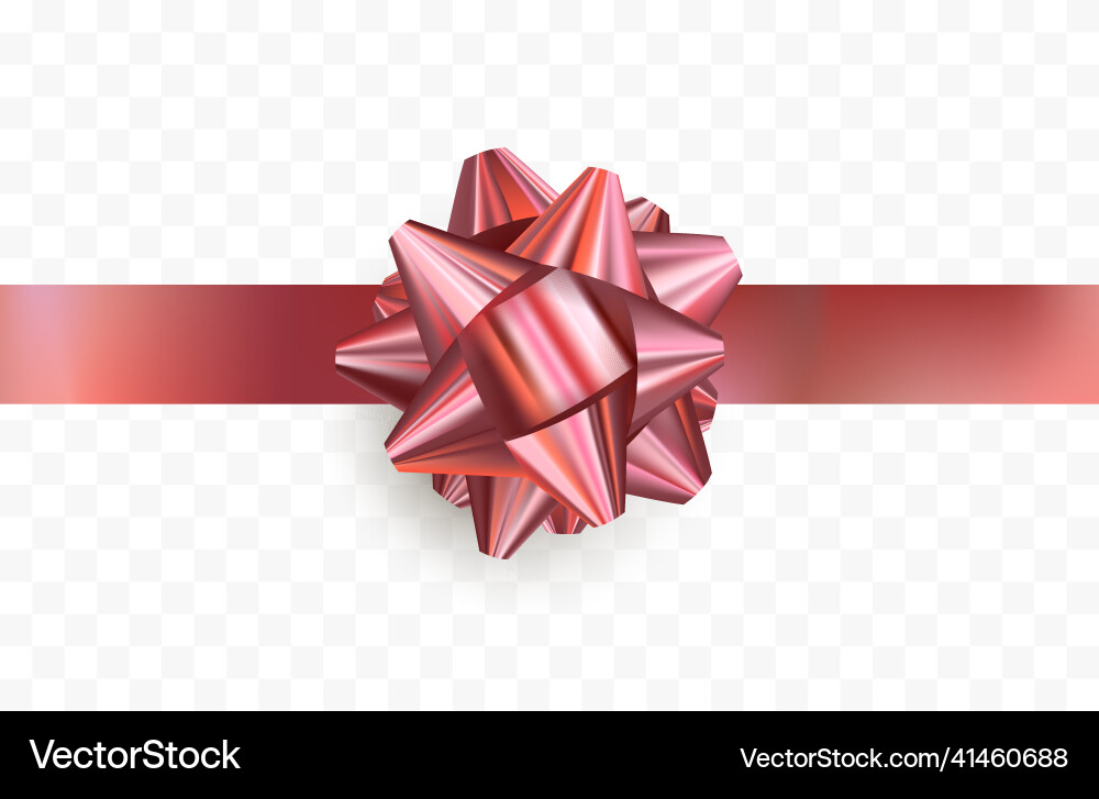 Red bow with ribbon on transparent background vector image