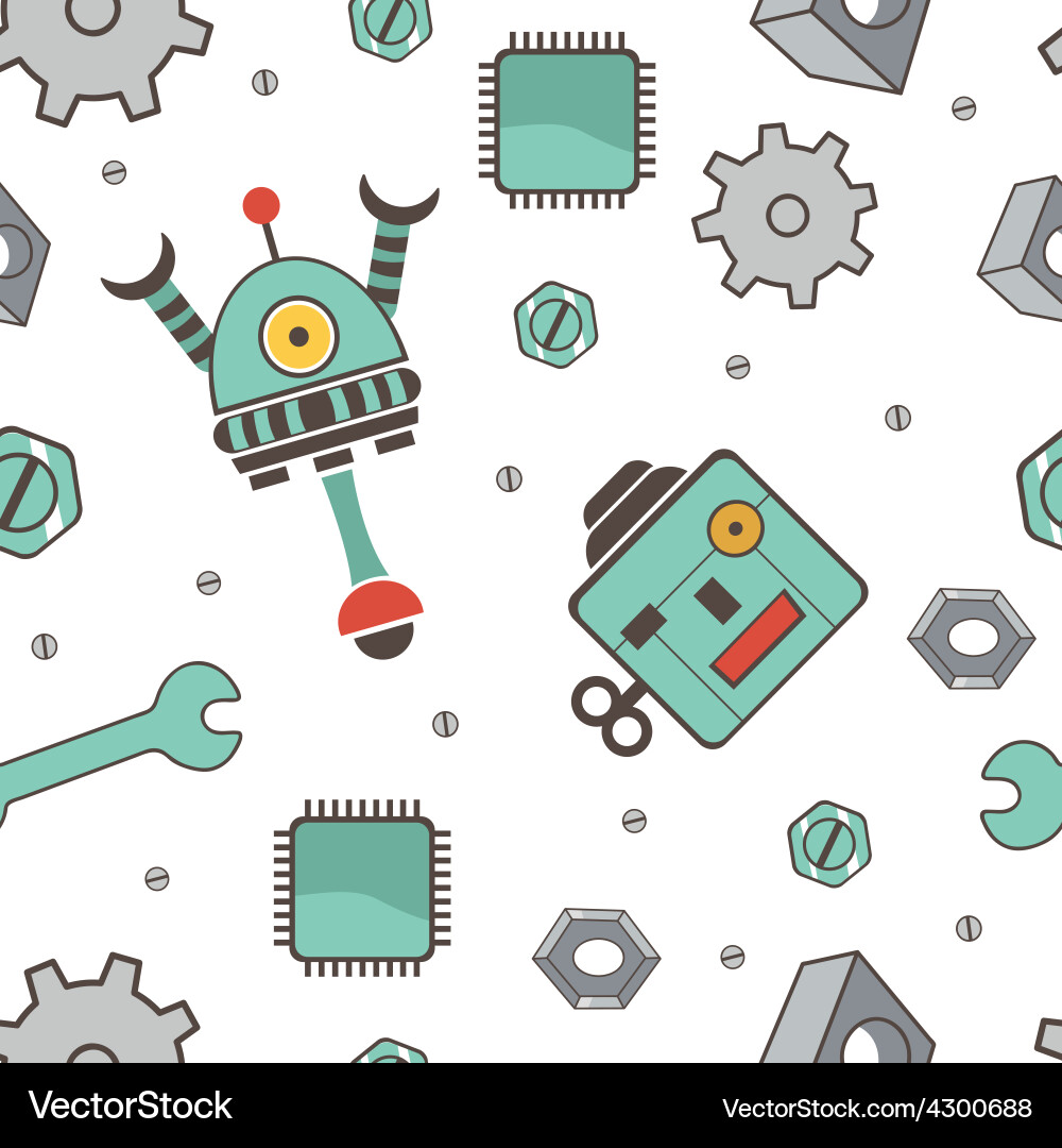 Robotic Seamless Pattern Vector Image