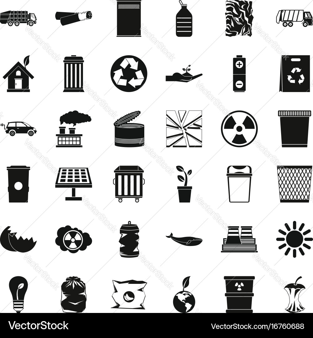 Save ecology icons set simple style vector image