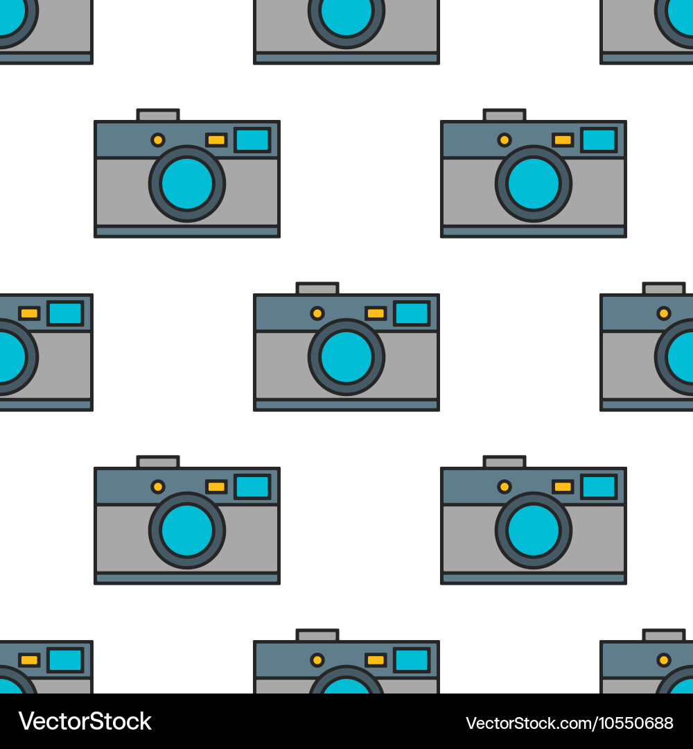 Seamless pattern of photo cameras flat objects Vector Image