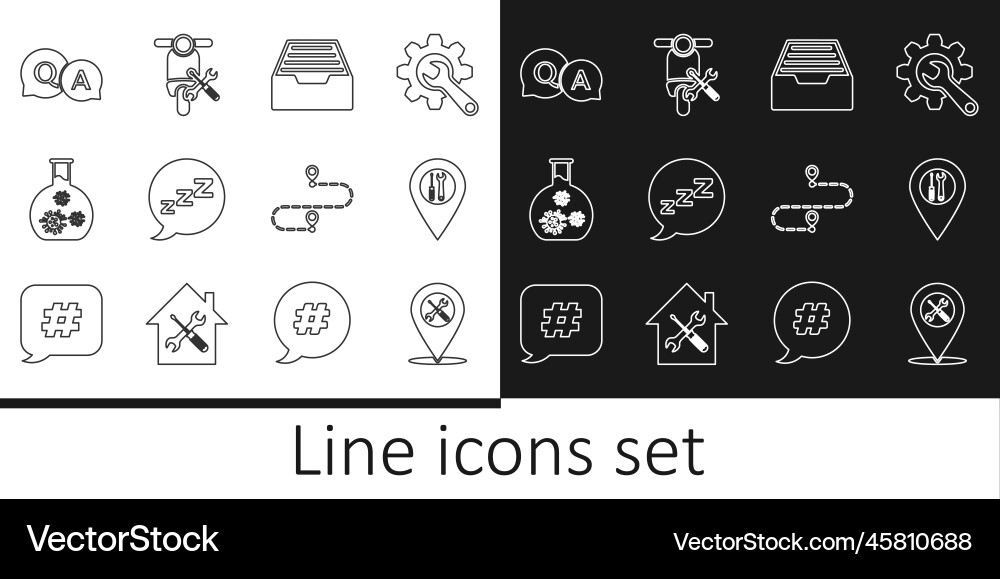 Set line location service drawer with documents Set line location service drawer with documents Vector Image