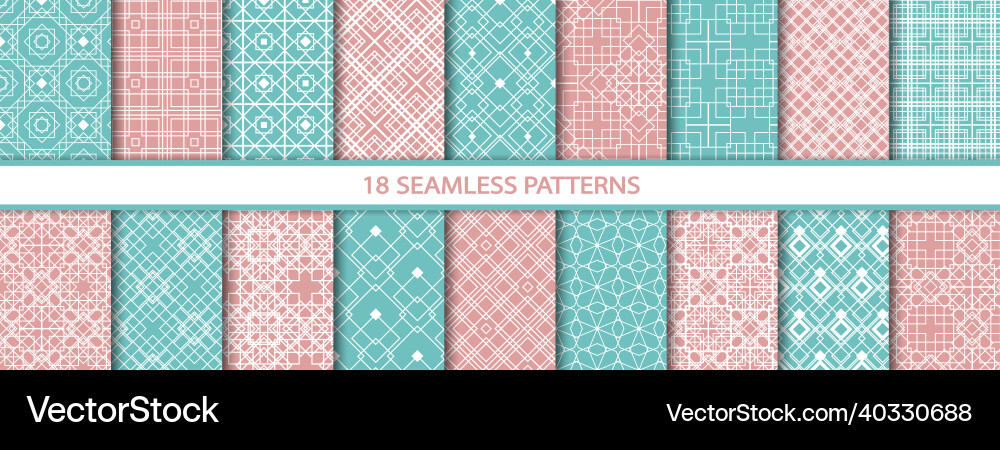 Set of decorative seamless patterns different Set of decorative seamless patterns different vector image