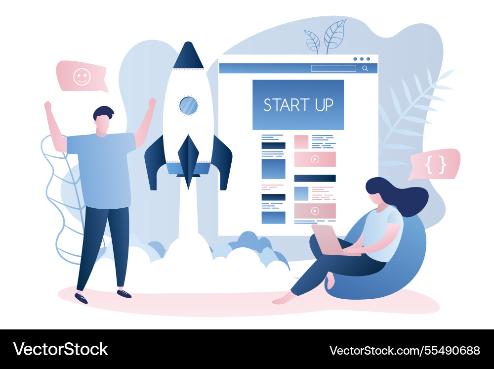 Start up project conceptspaceship take off app Start up project conceptspaceship take off app vector image
