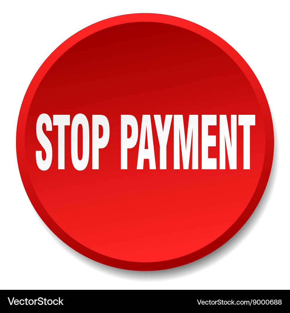 Stop payment red round flat isolated push button Vector Image
