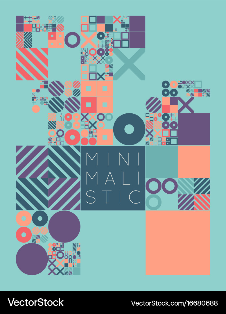 Subdivided grid system with symbols randomly vector image