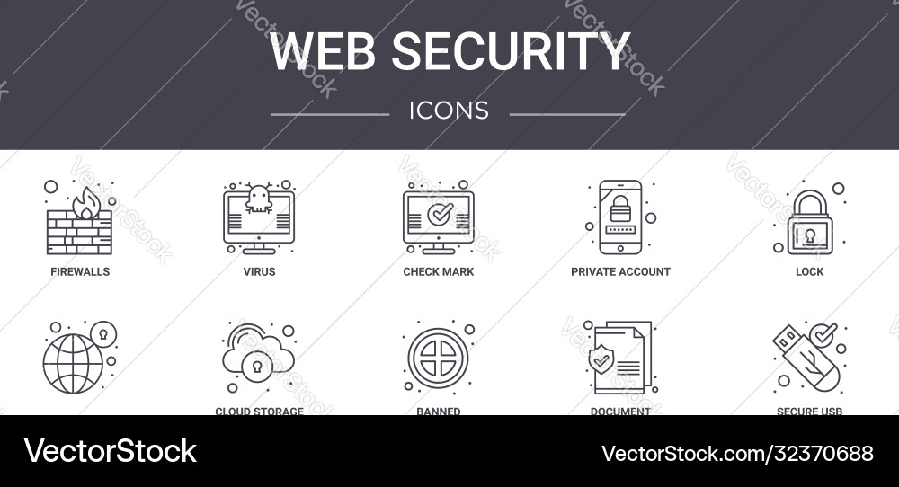 Web security concept line icons set contains Web security concept line icons set contains vector image