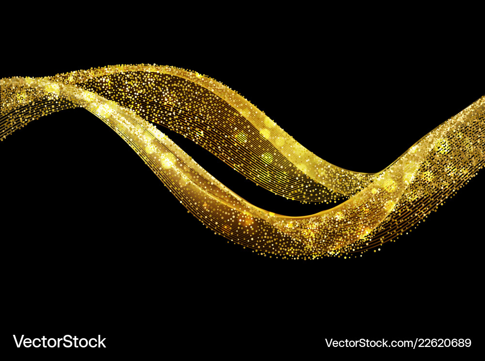 Abstract shiny color gold wave design element vector image