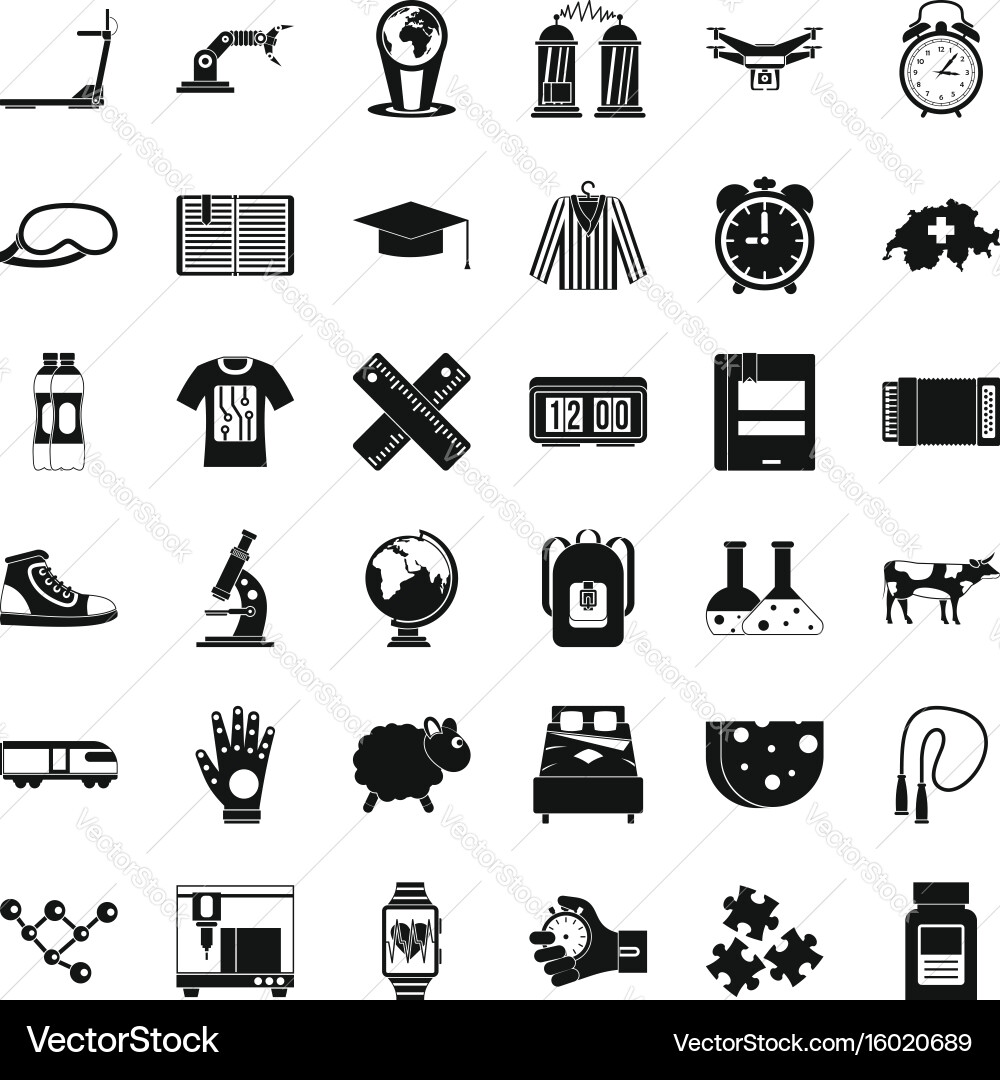 Alarm clock icons set simple style Vector Image