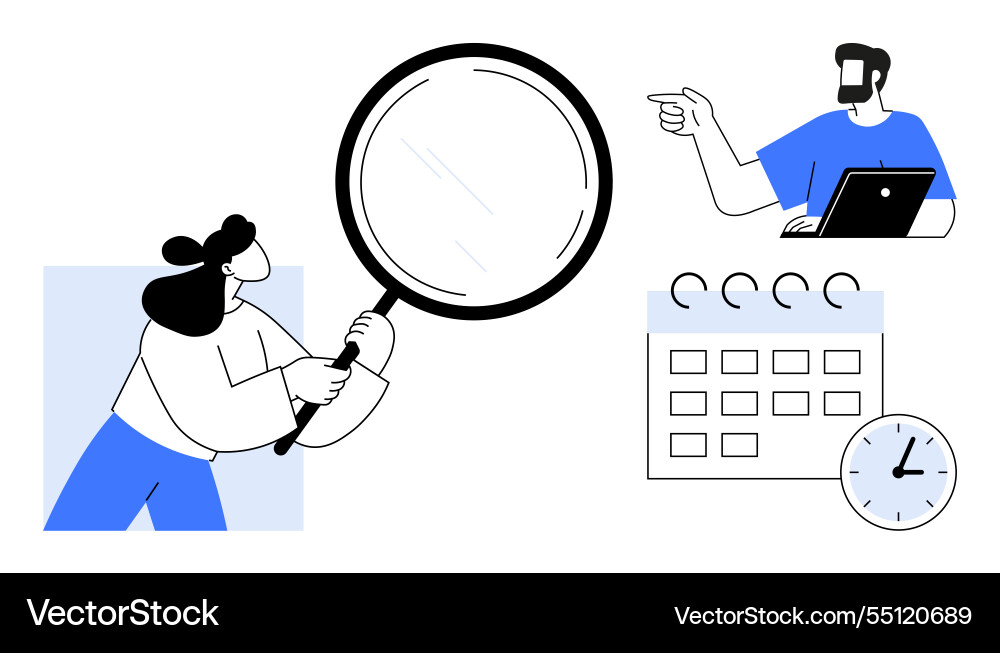 Analysis and planning diverse team examining data Analysis and planning diverse team examining data vector image