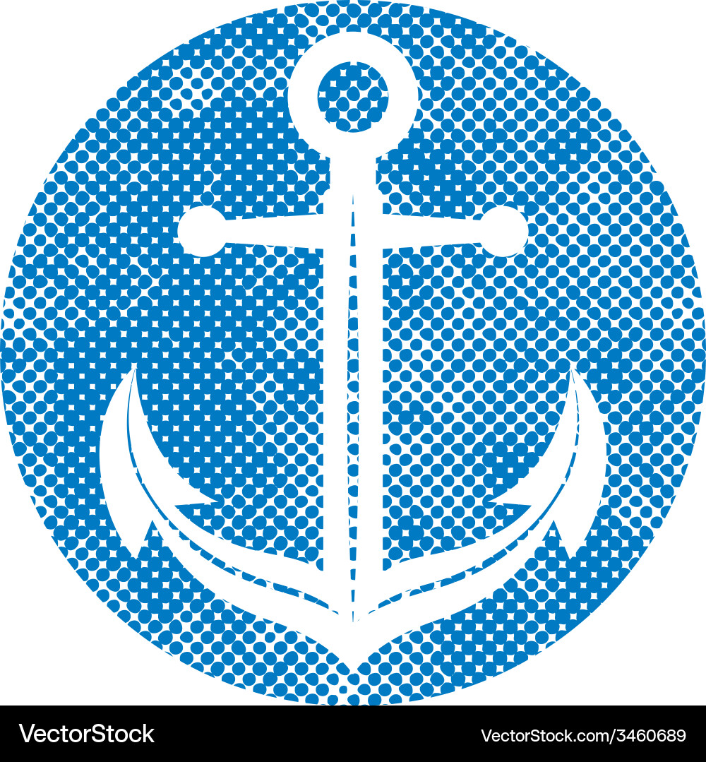 Anchor icon with pixel print halftone dots texture Vector Image