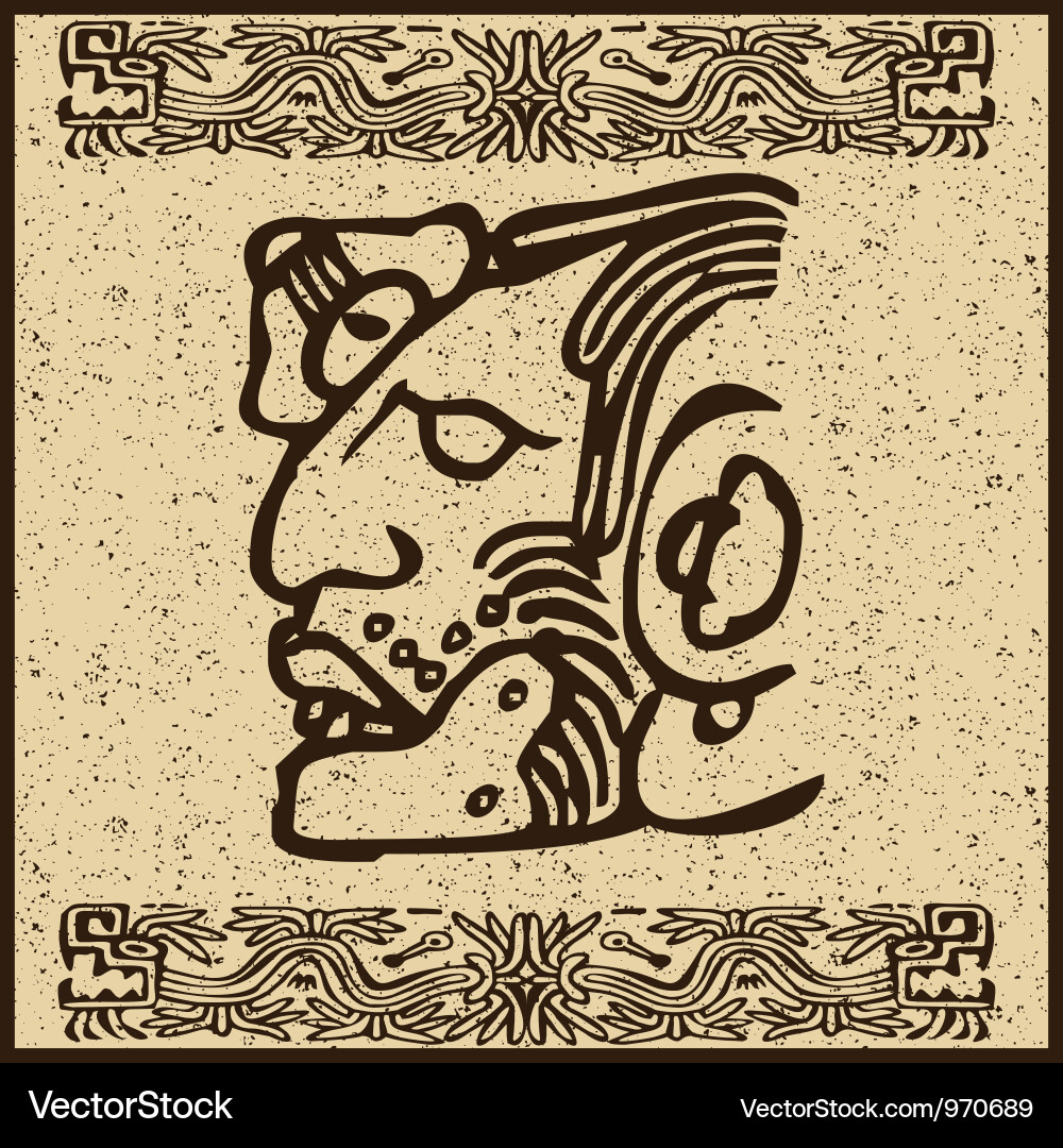 Aztec Head Motif Pattern Vector Image