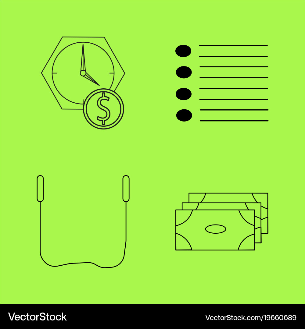 Basic content simple linear outline icon set vector image