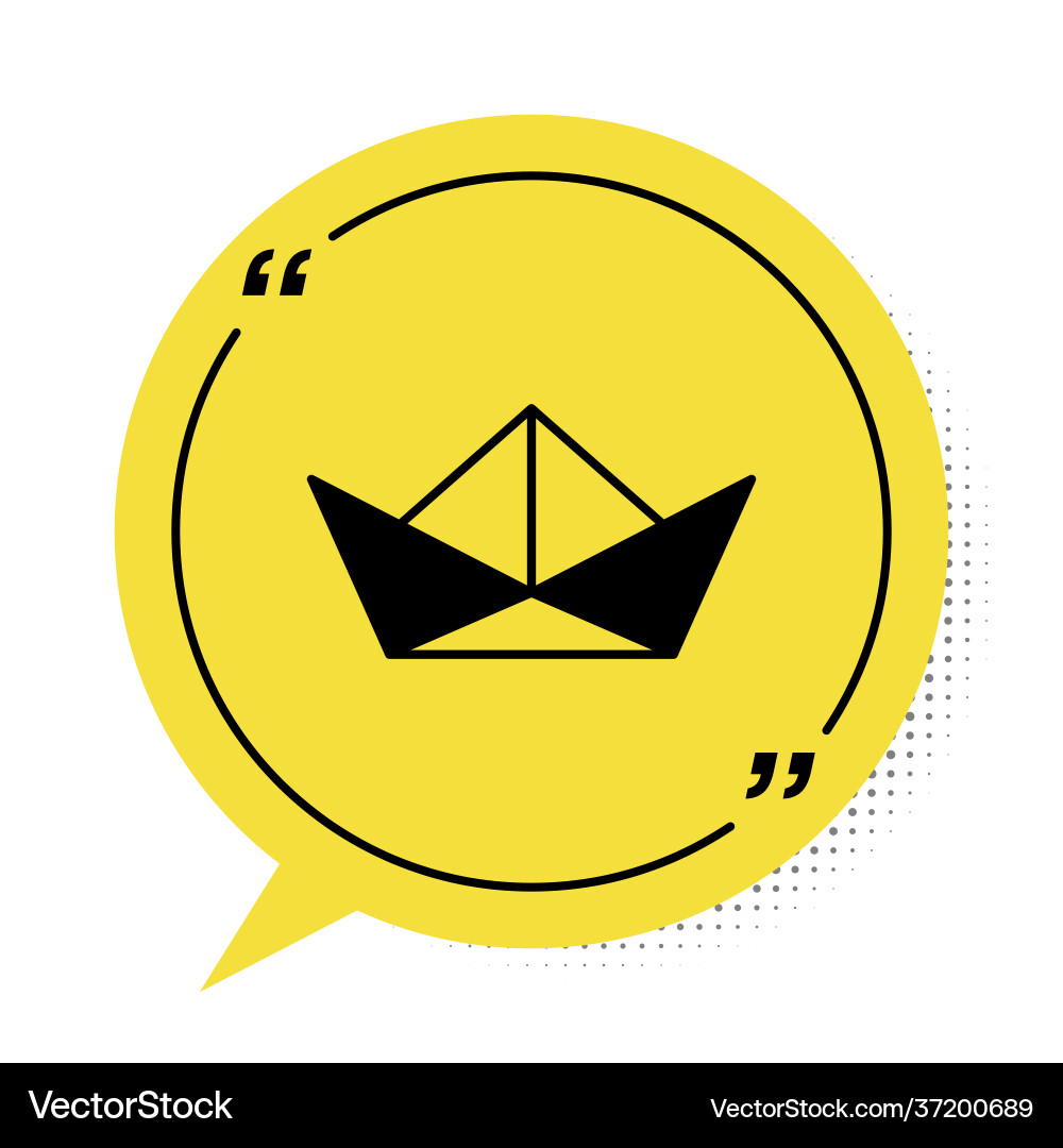 Black folded paper boat icon isolated on white Black folded paper boat icon isolated on white vector image