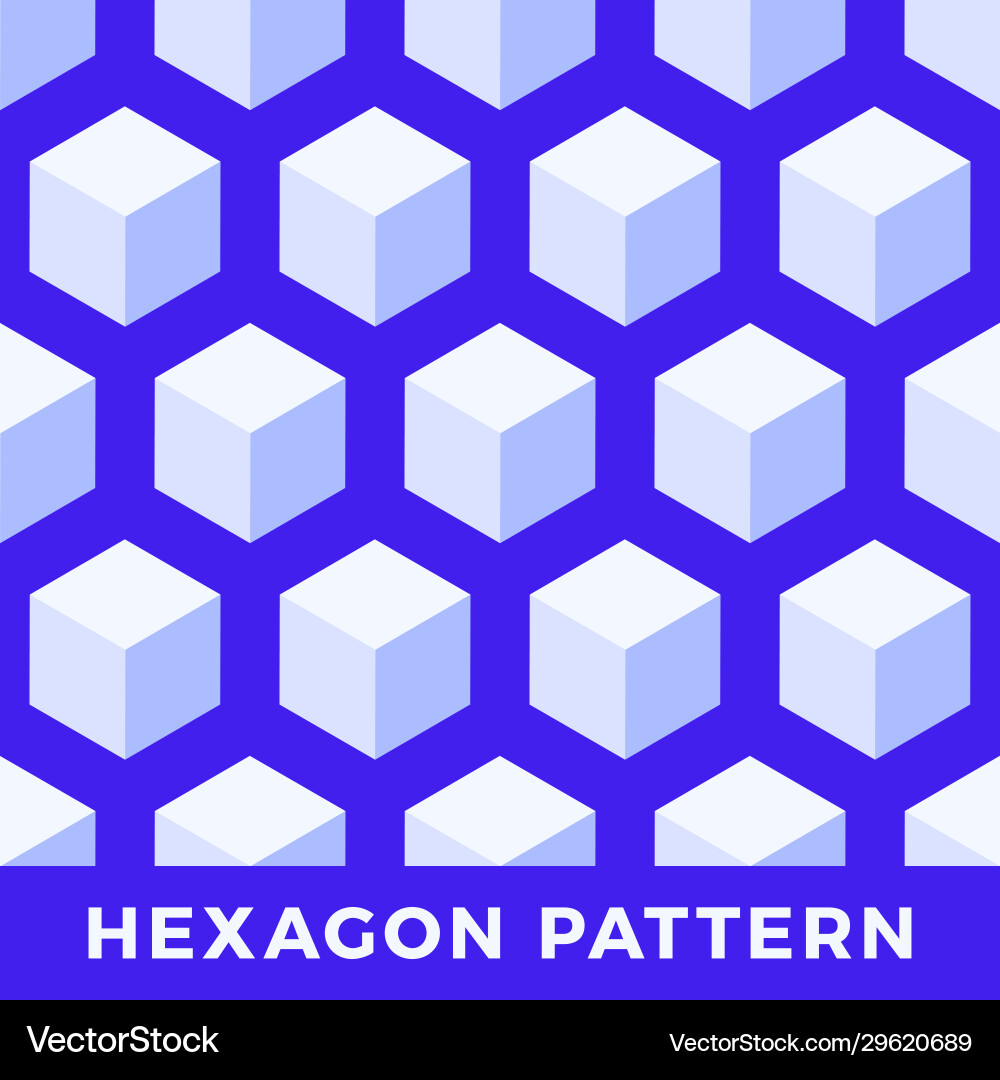 Blue Hexagon Cube Pattern Vector Image