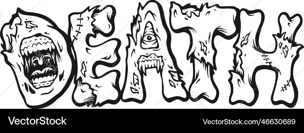 Todesbrief Wort Knochen Stil monochrom Lizenzfreier Vektor