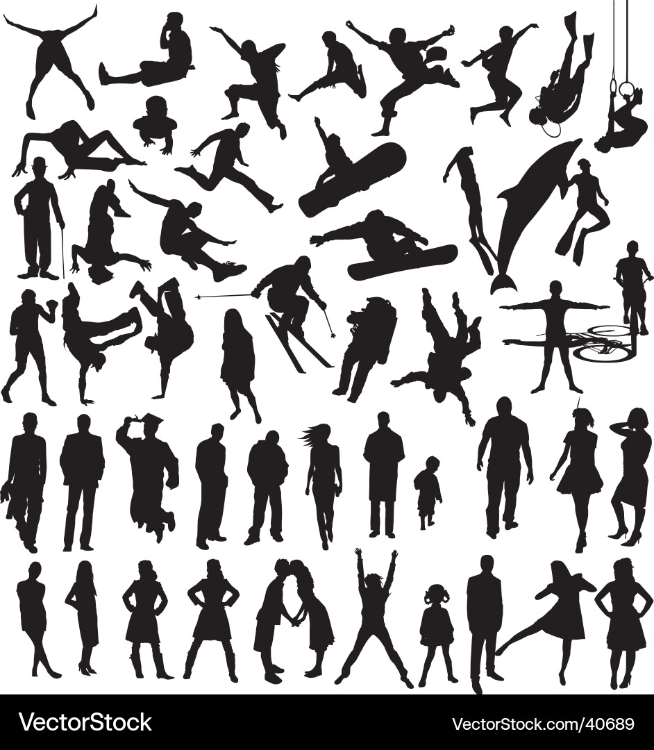 Diverse Athletic Silhouettes vector image