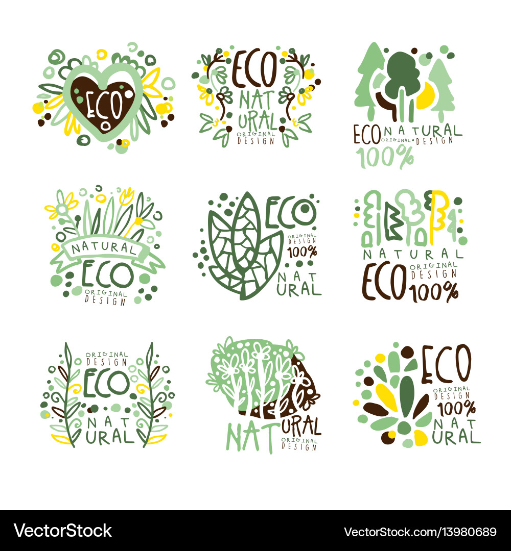 Eco organic bio natural products set for label Eco organic bio natural products set for label vector image