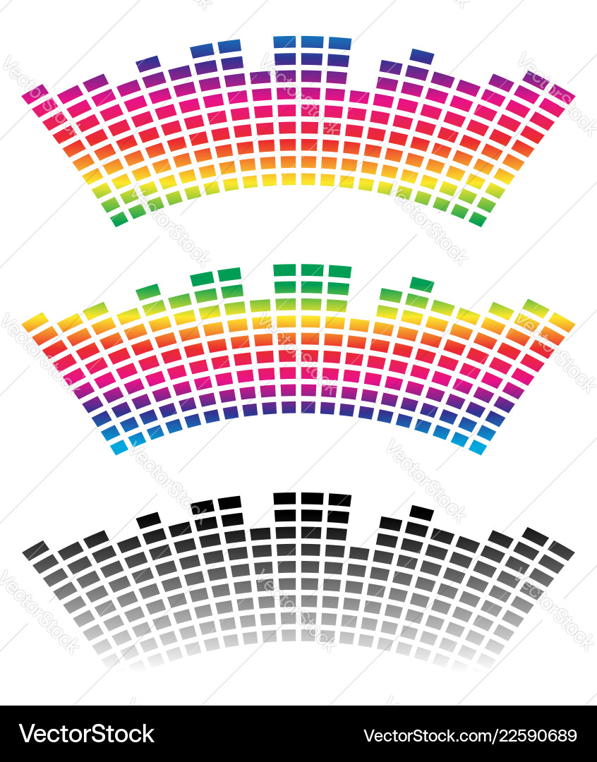 Eq equalizer in 3 color with arch distortion Vector Image