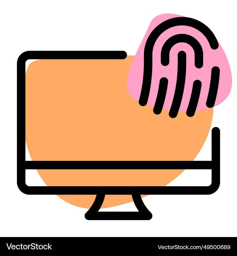 Fingerprint lock system installed in desktop vector image