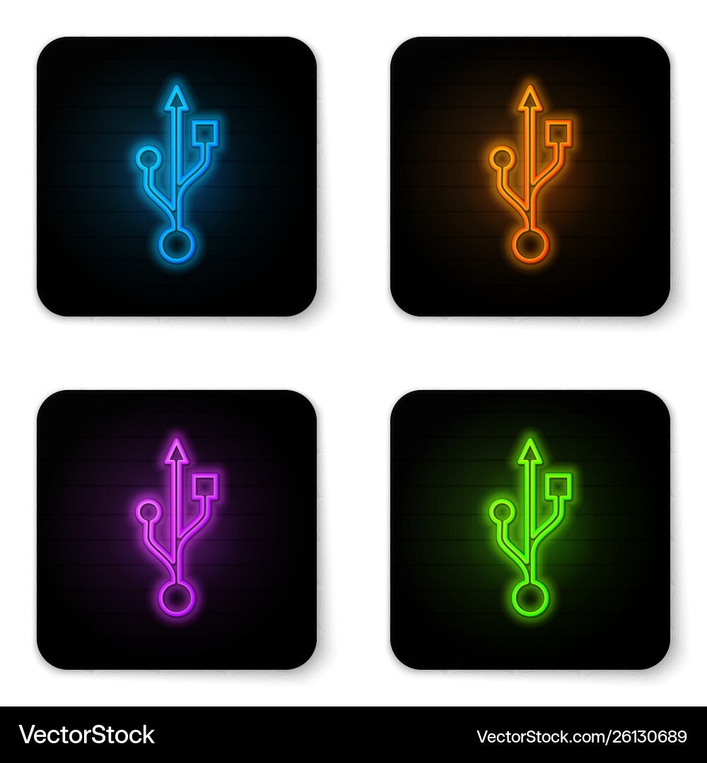 Glowing Neon USB-Symbol isoliert auf weiß Glowing Neon USB-Symbol isoliert auf weiß vektorbild