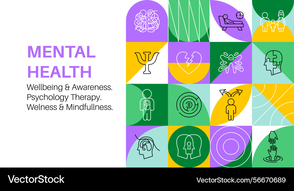 Mental health geometrical line banner Vector Image