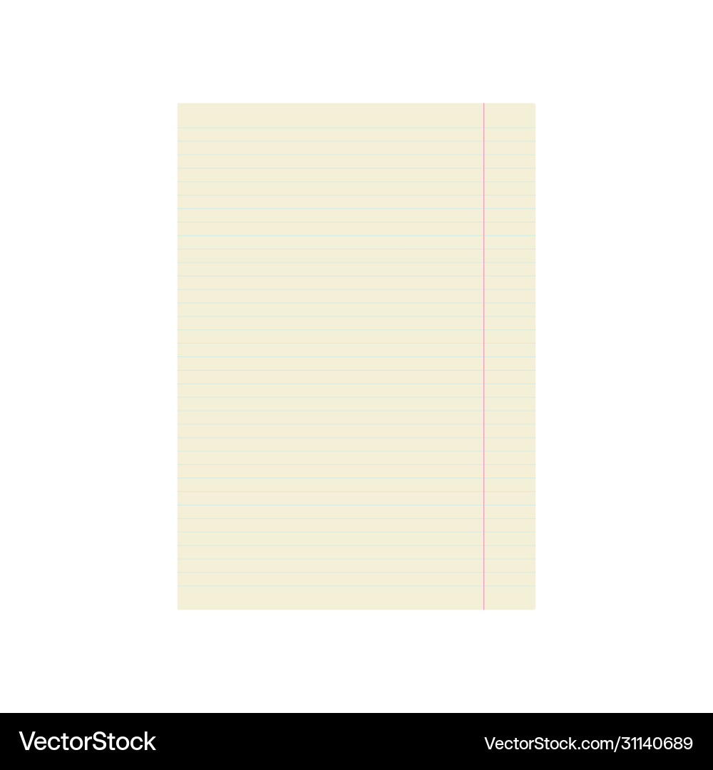 Notebook page template isolated white background Notebook page template isolated white background vector image