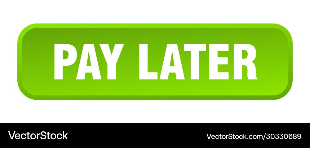 Pay later button square 3d push Vector Image
