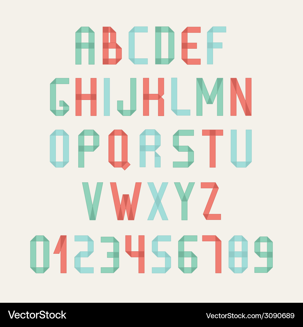 Simple colorful font complete abc alphabet set vector image