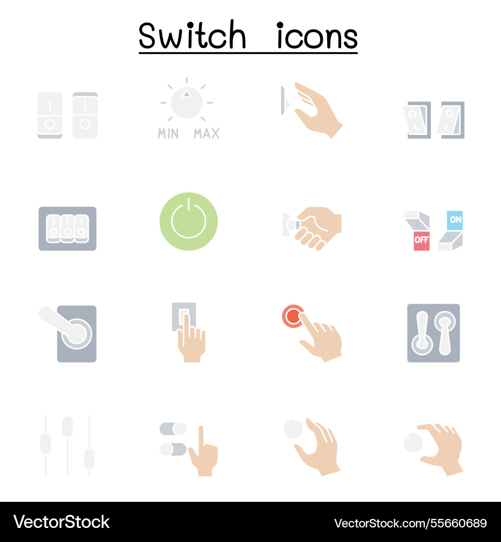 Switch set in flat color style Vector Image