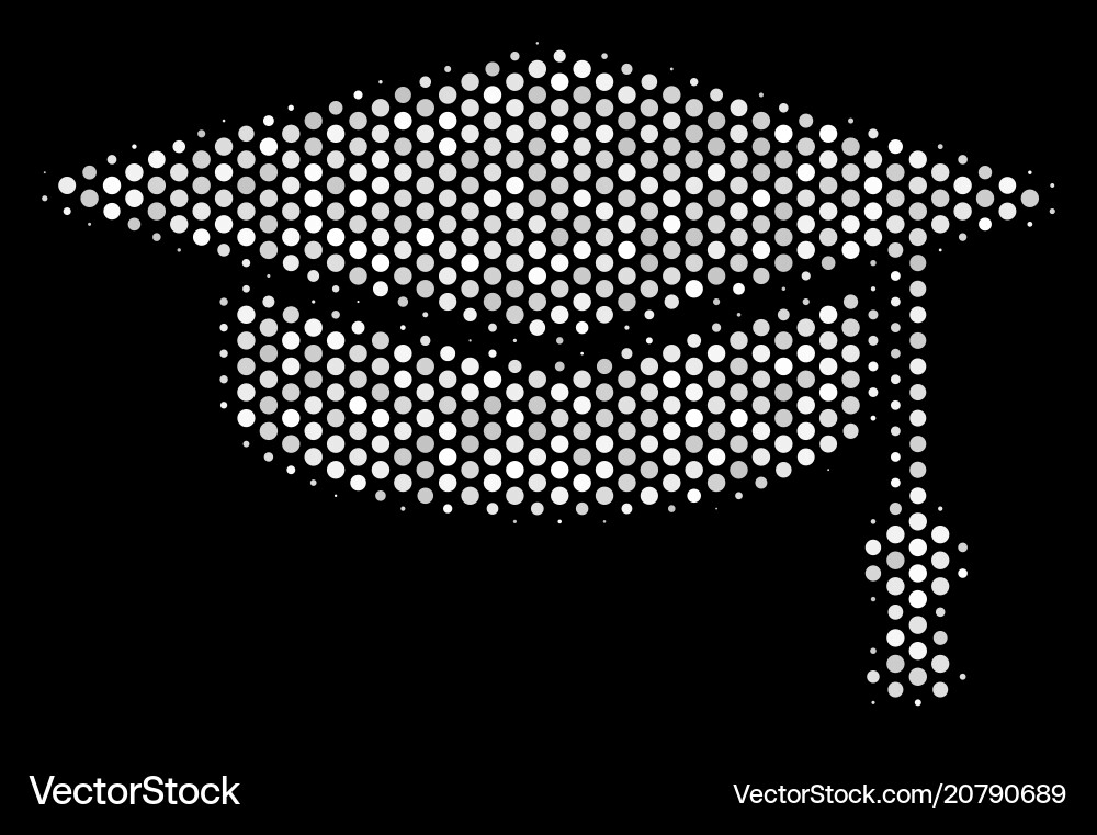 White dotted graduation cap icon White dotted graduation cap icon vector image