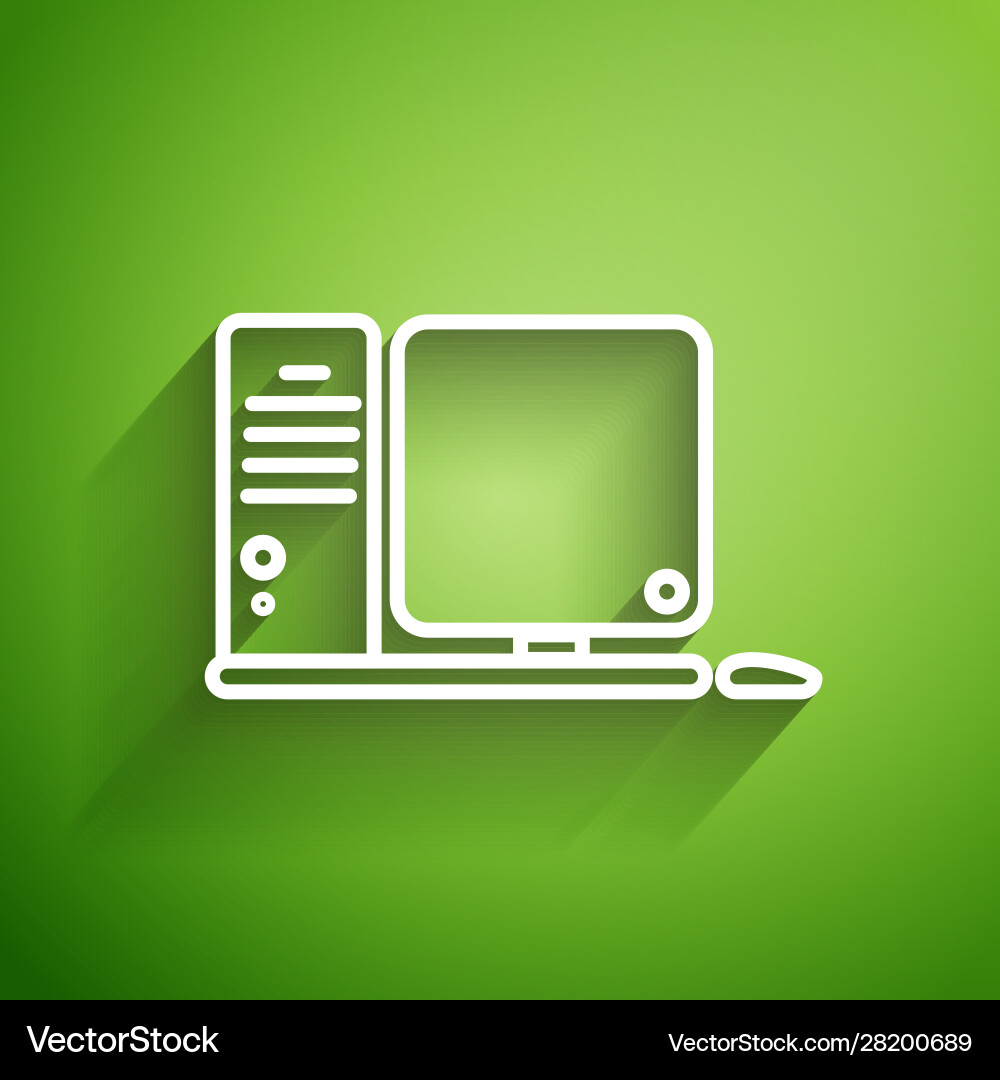 White line computer monitor with keyboard White line computer monitor with keyboard vector image