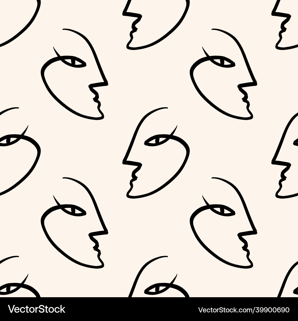 Abstract faces seamless pattern modern minimal Abstract faces seamless pattern modern minimal vector image