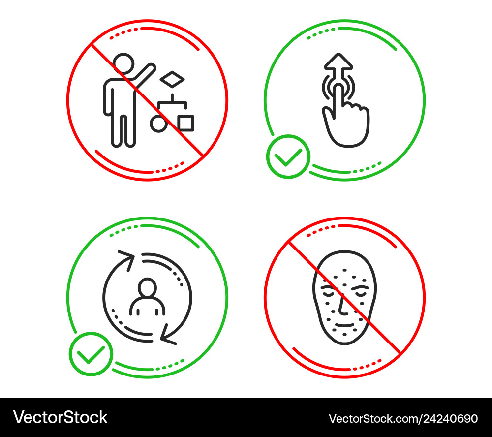 Algorithm swipe up and user info icons set face Algorithm swipe up and user info icons set face vector image