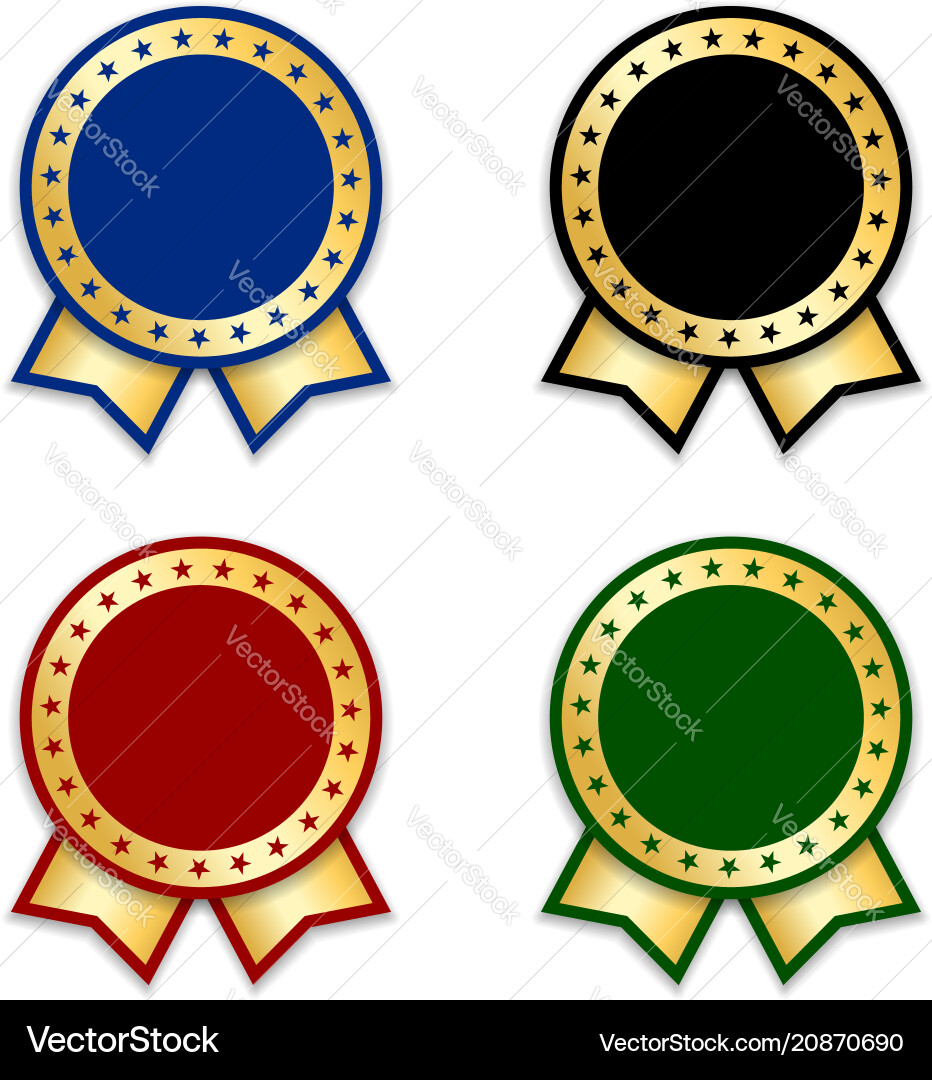 Award ribbons isolated set gold design medal vector image