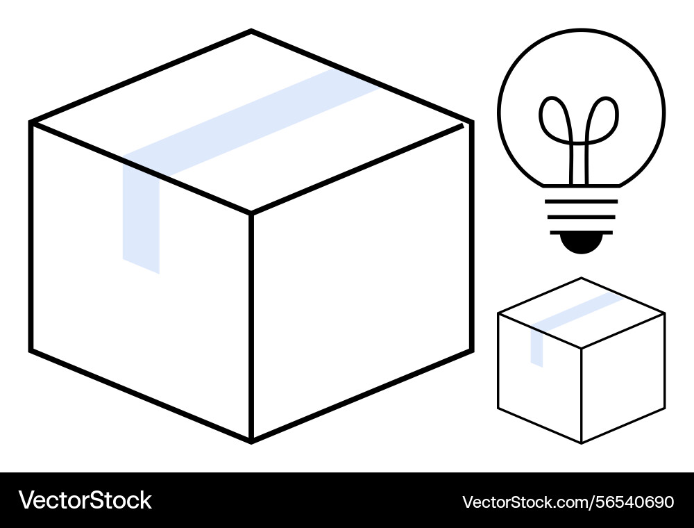 Box with tape and lightbulb representing Box with tape and lightbulb representing vector image