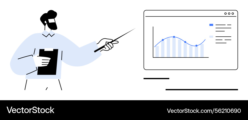 Business professional presenting data trends Vector Image