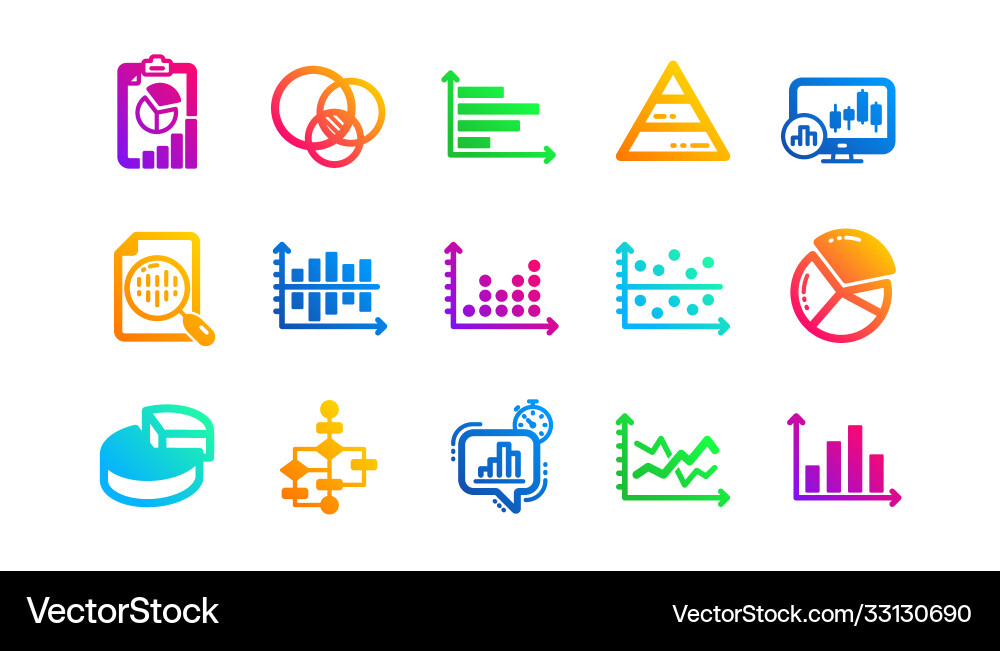 Charts and graphs icons infochart block diagram Charts and graphs icons infochart block diagram vector image