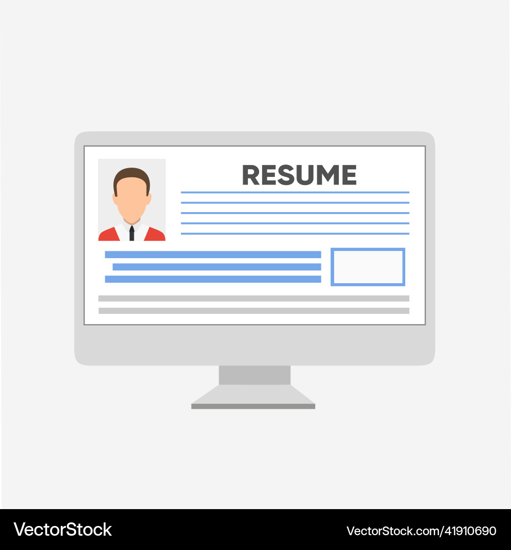 Checking a resume on the computer concept Checking a resume on the computer concept vector image