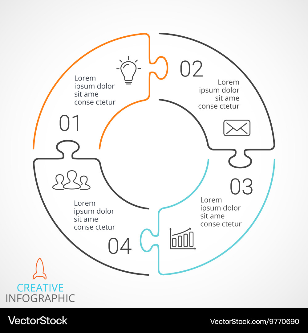 Circular Puzzle Infographic - Cycle & Progress vector image
