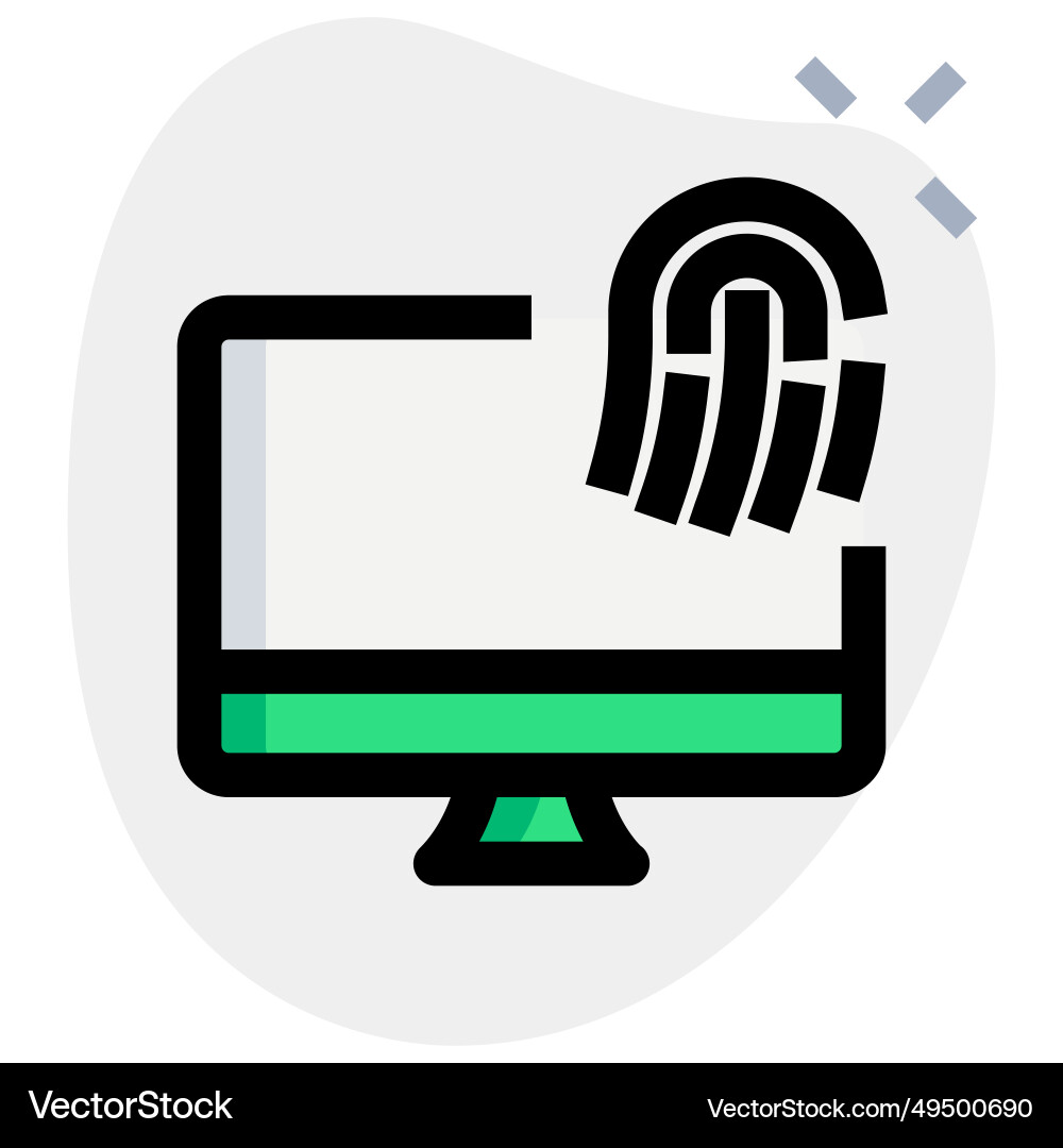 Fingerprint lock system installed in desktop vector image