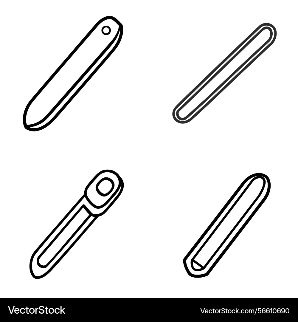 Four rectangular objects with rounded edges black vector image