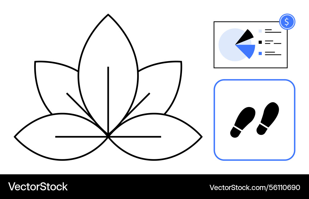 Minimalist lotus design with data pie chart Minimalist lotus design with data pie chart vector image