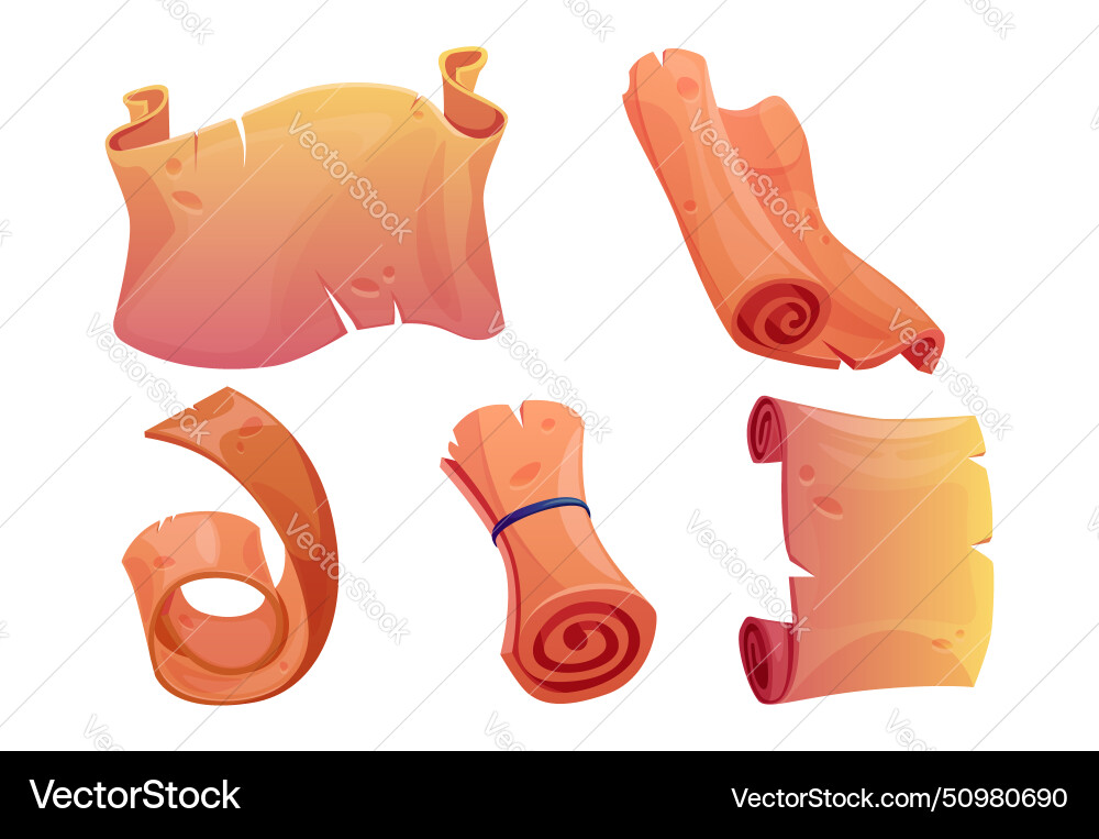 Parchment scroll ui icons and assets Vector Image
