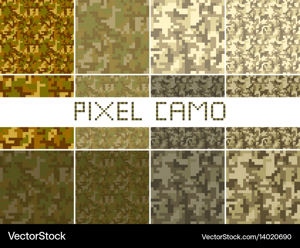 Pixel Camo Seamless Pattern - Green Royalty Free Vector