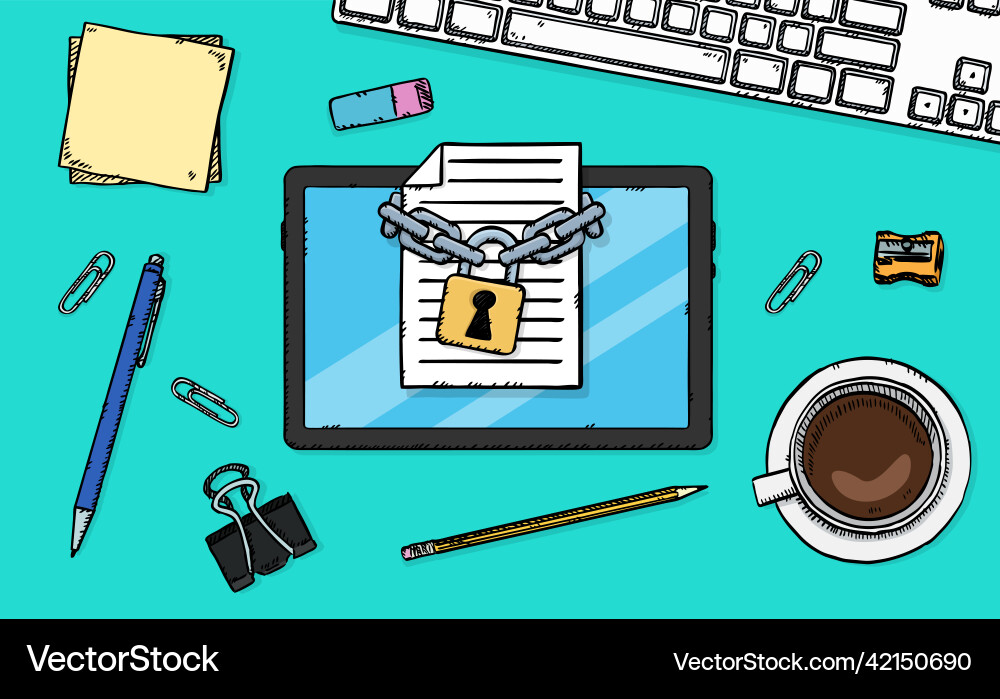 Secure Document Tablet vector image