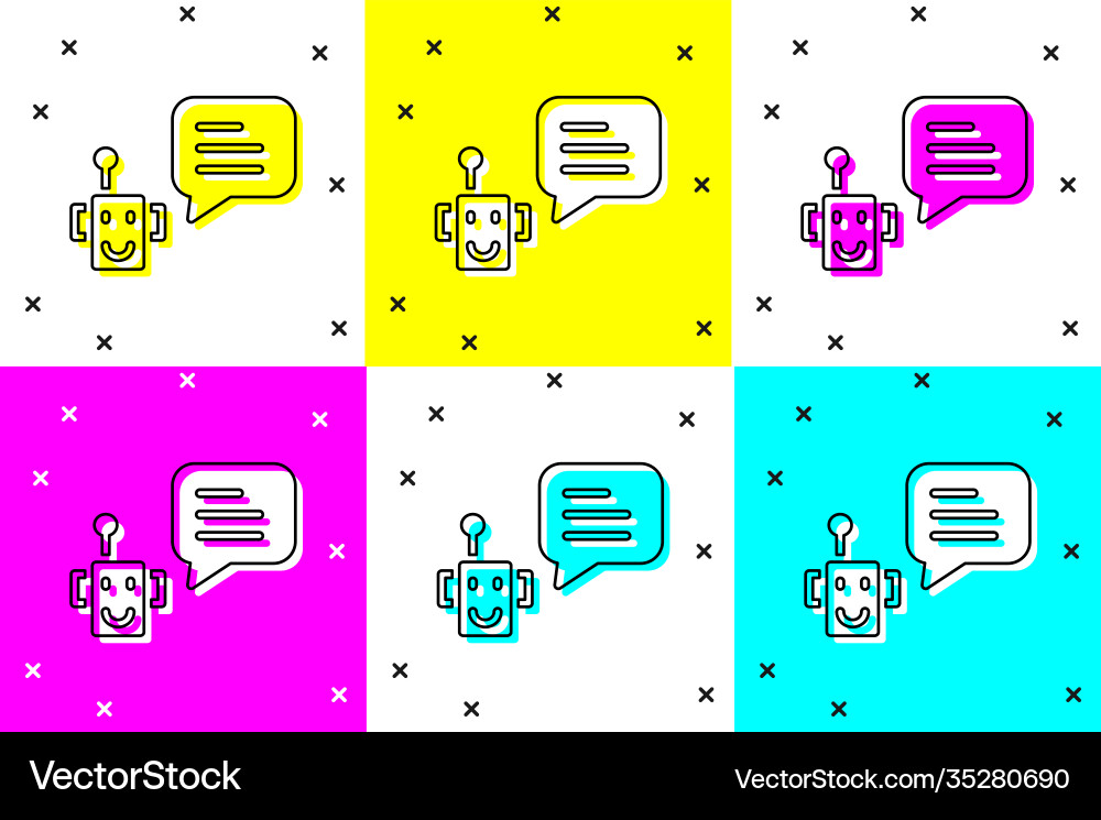 Set bot icon isolated on color background robot Set bot icon isolated on color background robot vector image