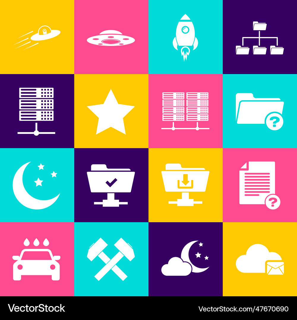 Set cloud mail server unknown document directory Vector Image