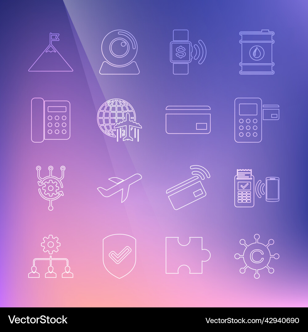 Set line copywriting network pos terminal Set line copywriting network pos terminal Vector Image